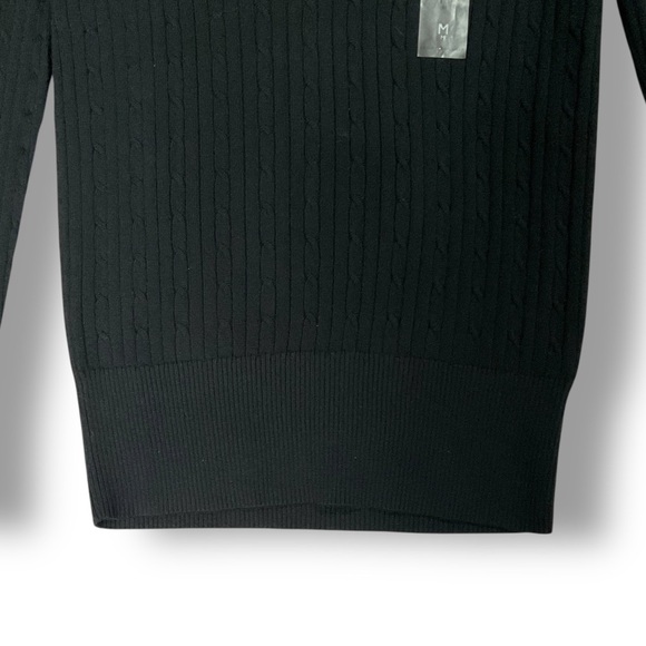 Tommy Hilfiger Womens Cable Knit Sweater Sz M Slim Fit Black NWT Preppy - Picture 4 of 12
